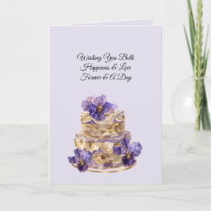 Pretty Purple Iris Champagne Cream Floral Wedding Card