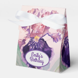 Pretty Purple Iris Floral Birthday Cake Favour Box