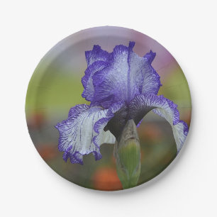 Pretty Purple Iris Paper Plate