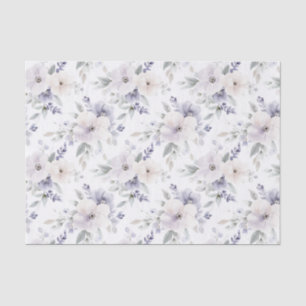 Pretty Purple Ivory Lavender Flowers Bridal Shower Tissue Paper
