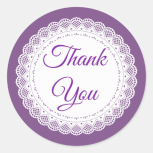 Pretty Purple Lace Thank You Stickers