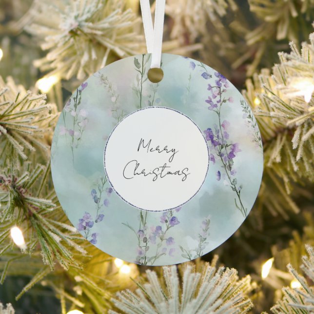 Pretty Purple Lavender Floral Christmas Metal Tree Decoration (Insitu)