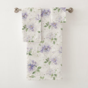 Pretty Purple Lavender Flowers Bath Towel Set