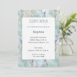 Pretty Purple Lavender Flowers Birthday Invitation