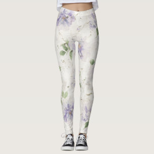 Pretty Purple Lavender Flowers Leggings