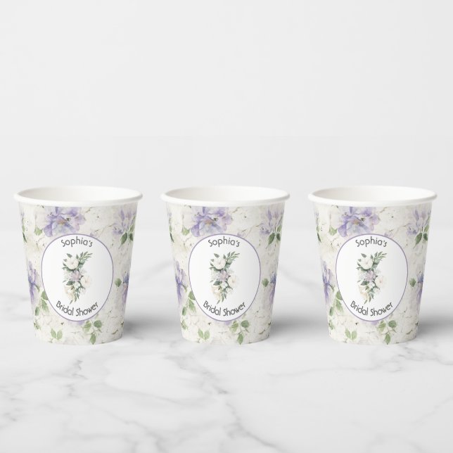 Pretty Purple Lavender Flowers Paper Cups (Multi)