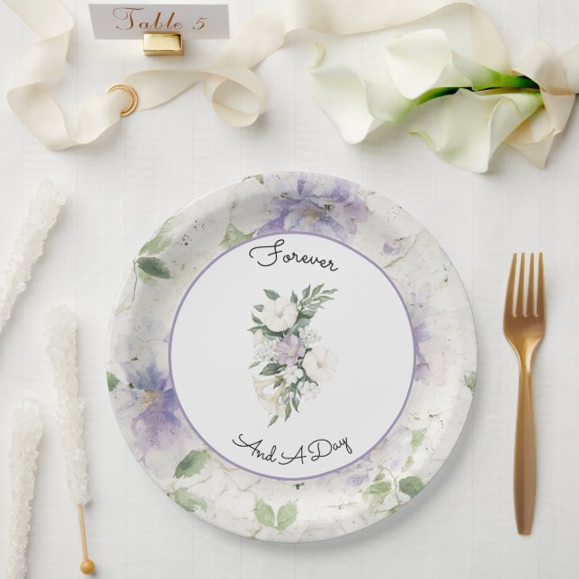 Pretty Purple Lavender Flowers Paper Plate (Wedding)