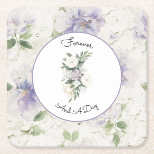 Pretty Purple Lavender Flowers Square Paper Coaster