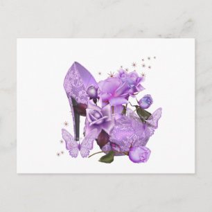 Pretty Purple Lavender Hi Heel Rose Floral Postcard