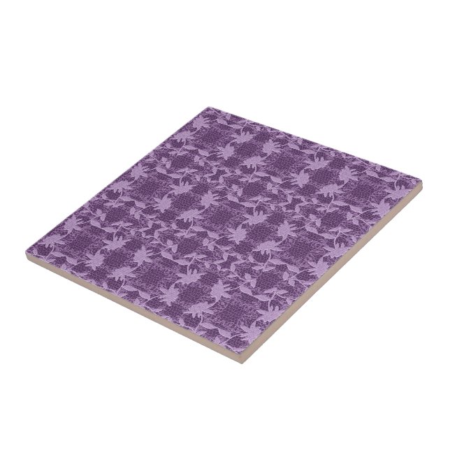 Pretty Purple Lavender Lace Pattern Floral Trivet (Side)