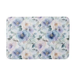 Pretty Purple Lavender White Flowers Bath Mat