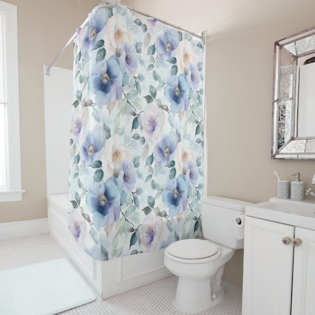 Pretty Purple Lavender White Flowers   Shower Curtain (In Situ)