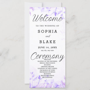 Pretty Purple Leaves White Wedding Program