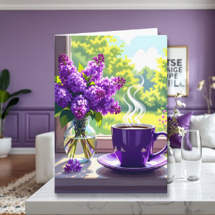 Pretty Purple Lilacs and Coffee Thinking About You Card