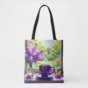 Pretty Purple Lilacs and Coffee  Tote Bag