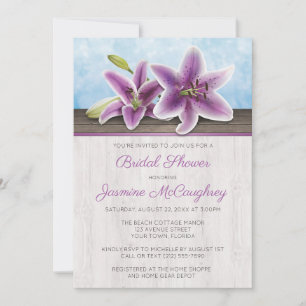 Pretty Purple Lily Bridal Shower Invitations