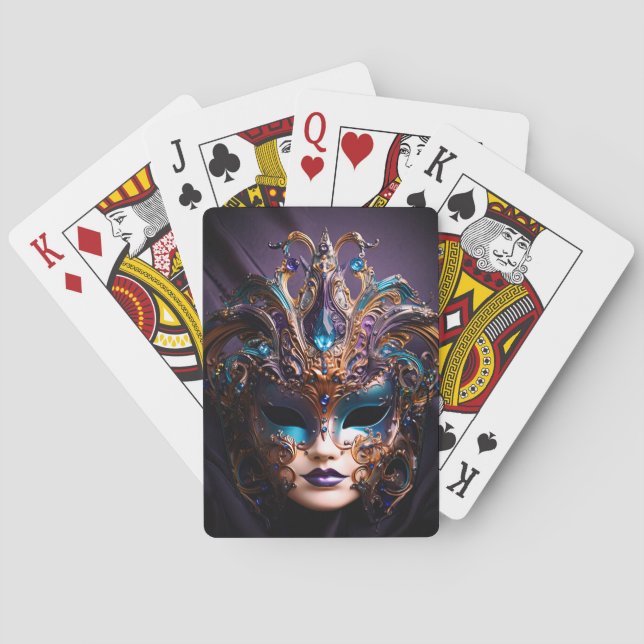 Pretty Purple Masquerade Masks Mardi Gras Playing Cards (Back)