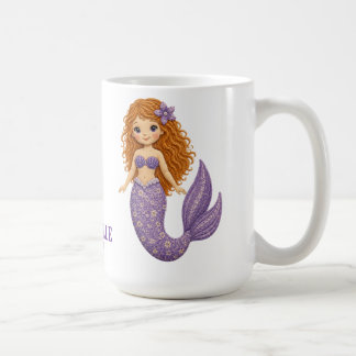 Pretty Purple Mermaid Personalise Coffee Mug