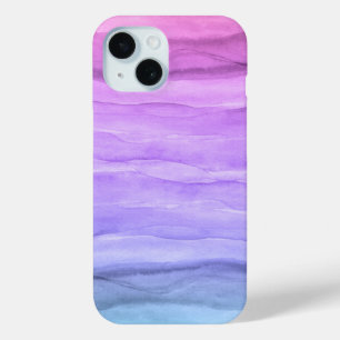 Pretty Purple Ombre Watercolor Pattern Layers iPhone 15 Case