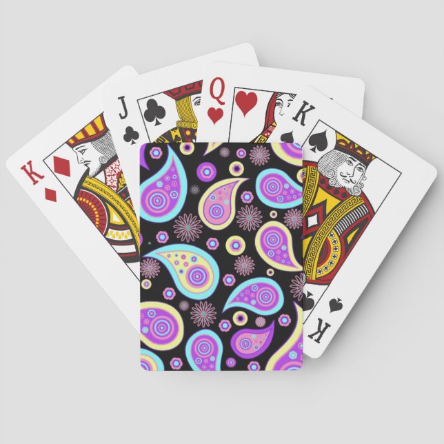 Pretty Purple Paisley (dark) Playing Cards (Back)