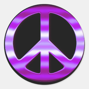 Pretty Purple Peace Sign Classic Round Sticker
