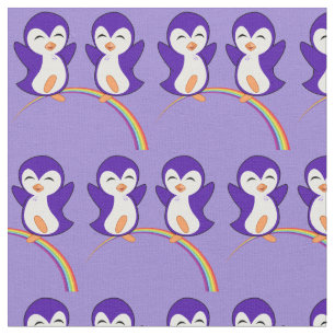 Pretty Purple Penguin in Rainbow Fabric