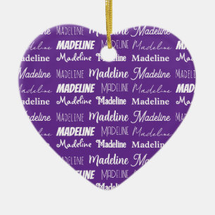 Pretty Purple Personalized Name Collage Christmas Ceramic Tree Decoration