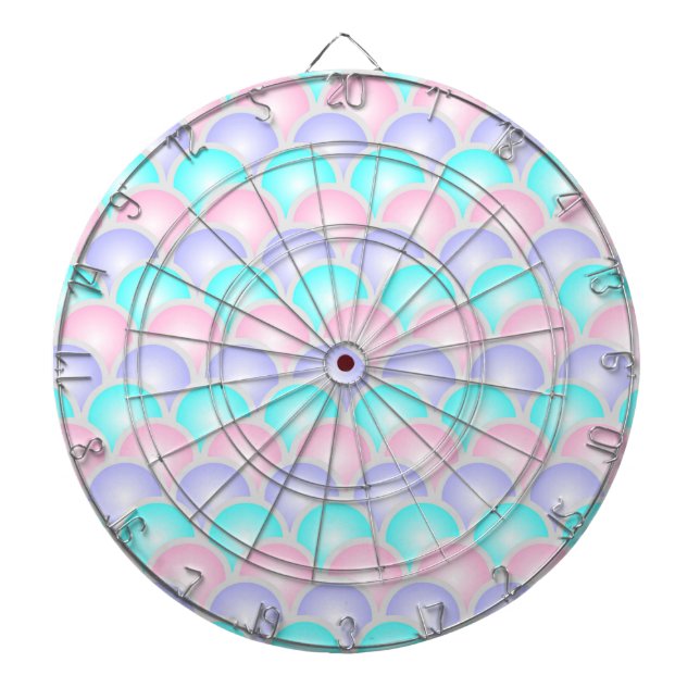 pretty purple pink aqua blue pastel mermaid scales dartboard (Front)