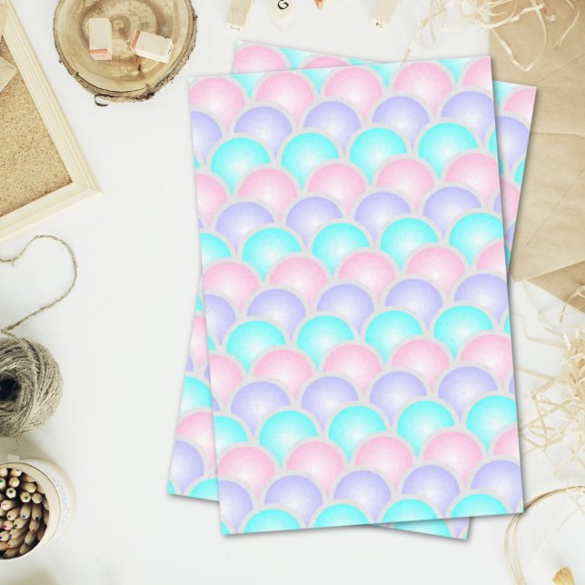 pretty purple pink aqua blue pastel mermaid scales tissue paper (pretty purple pink aqua blue pastel mermaid scales tissue paper)