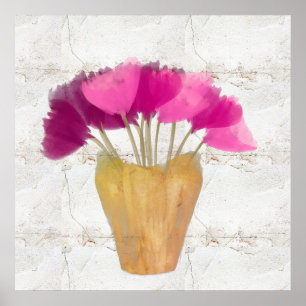 Pretty Purple Pink  Peonies Watercolor Rustic Poster