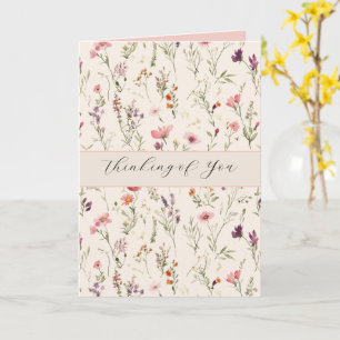 Pretty Purple Pink Red Flowers Thinking of You Card