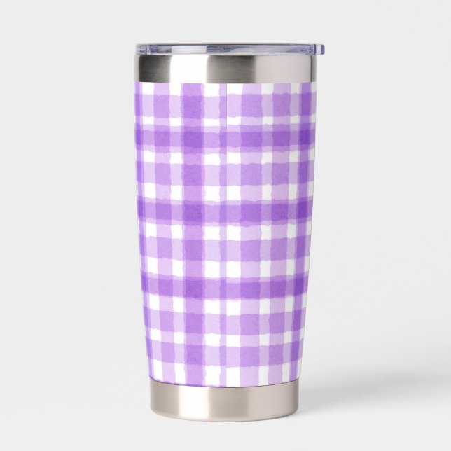 Pretty Purple Plaid Insulated Tumbler (Left)