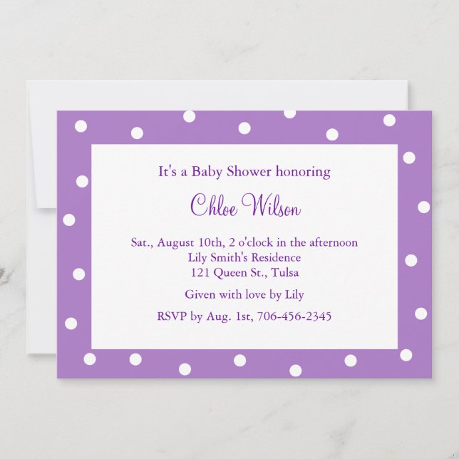 Pretty Purple Polka Dots Invitation (Front)