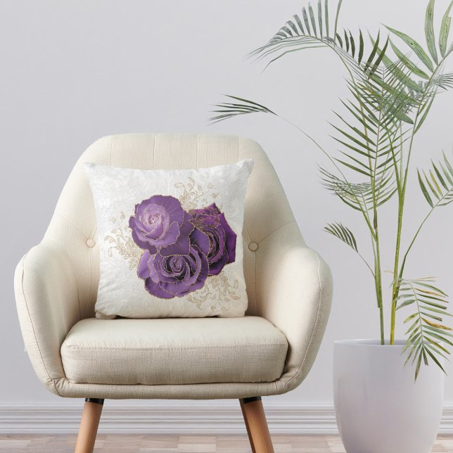 Pretty Purple Roses Floral  Cushion (Creator Uploaded)