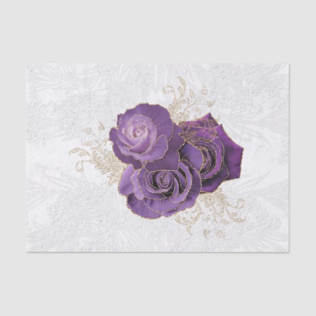 Pretty Purple Roses Floral Tissue Paper (Front)