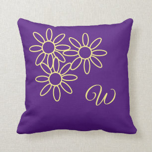 Pretty Purple & Simple Floral Monogram Cushion