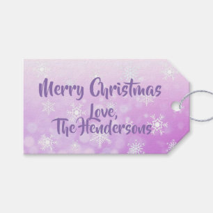 Pretty Purple Snowflake Holiday Christmas Gift Tags