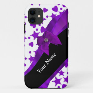 Pretty purple spotty girly pattern personalised Case-Mate iPhone case