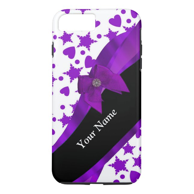 Pretty purple spotty girly pattern personalised Case-Mate iPhone case (Back)