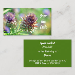 Pretty Purple Thistle Garden Flower Invitation