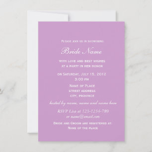 Pretty purple tulip flower bridal shower invitation