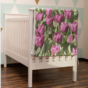 Pretty Purple Tulips Floral Fleece Blanket