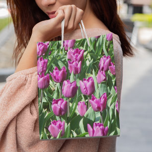 Pretty Purple Tulips Floral Medium Gift Bag