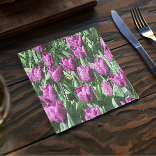 Pretty Purple Tulips Floral Napkin