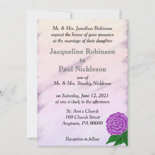 Pretty Purple Vintage Floral Watercolor Wedding Invitation