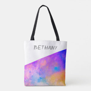 pretty purple watercolor design modern monogram tote bag