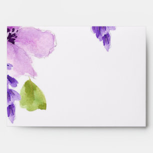 Pretty Purple Watercolor Floral Envelope