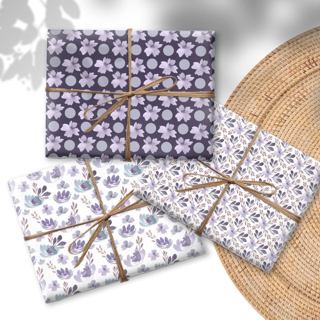 Pretty Purple Watercolor floral pattern  Wrapping Paper Sheet (Creator Uploaded)