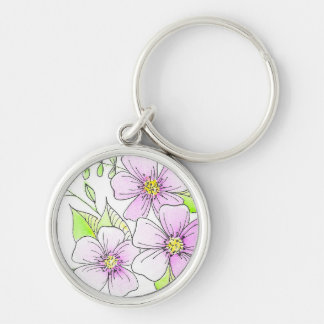 Pretty Purple Watercolor Flowers Key Ring
