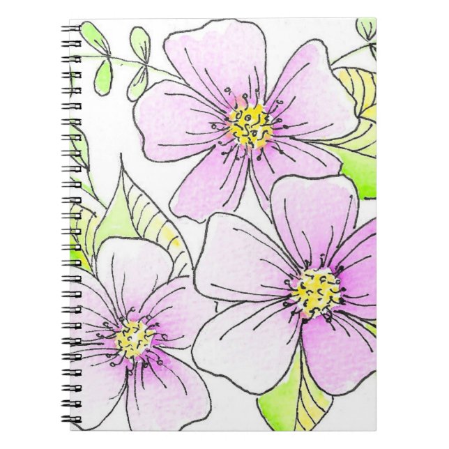 Pretty Purple Watercolor Flowers Notebook (Front)